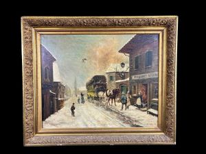 Dipinto olio su tela firmato e datato " A. Chatrou 1895" ( piccole mancanze )