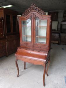 Pequeno trumeau em mogno - escrivaninha trumo ribaltina secretaire - meados do século XIX