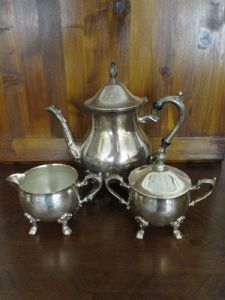 Set teiera, zuccheriera, lattiera argentato - silver plated - sheffield - '900