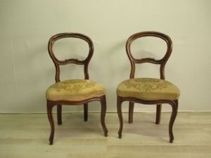 Pair of Louis Philippe solid walnut chairs - mid-19th century