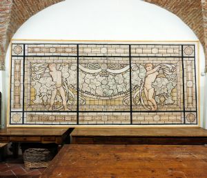 Grande pannello decorativo tempera su carta Galileo Chini