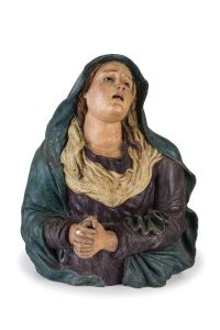 Scultura in terracotta con occhi in vetro firmata e datata